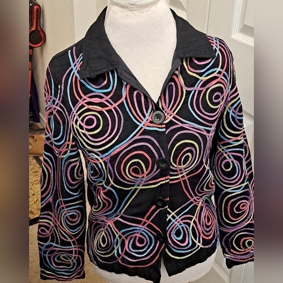 Silk Blend Artsy Colored  Design Jacket  Size S - Picture 1 of 9